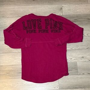 PINK Victoria's Secret Magenta Red Long Sleeve Shirt XS LOVE PINK